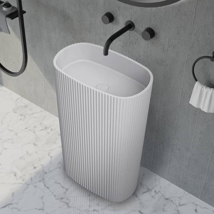 Раковина Abber Stein AS2502-H отдельностоящая, 55 см, белая матовая