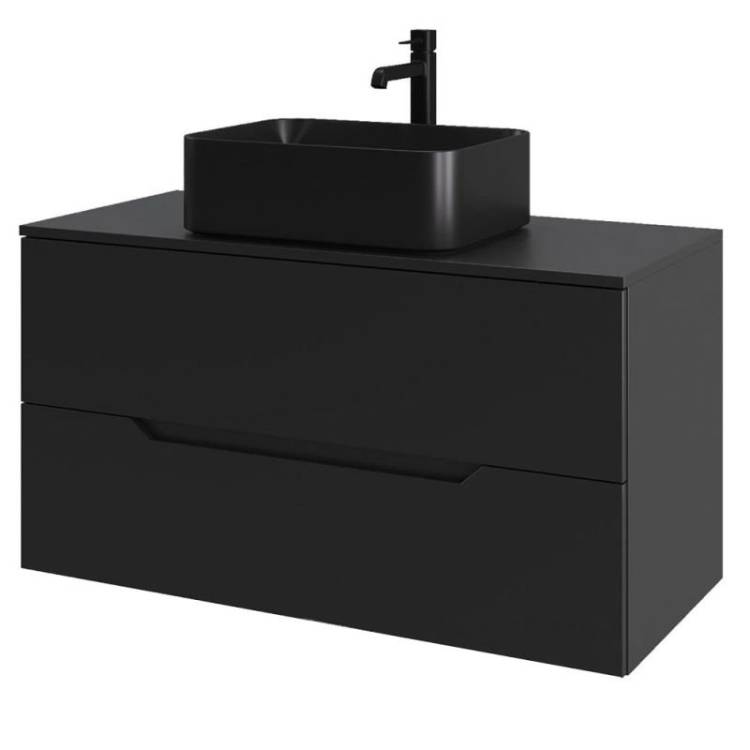 Тумба с раковиной Orange Line Li-70TubMDF+B02-460MB черный матовый, 70 см