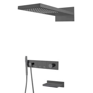 Душевая система Boheme Zodiac 132-2-SGM антрацит глянцевый, с изливом