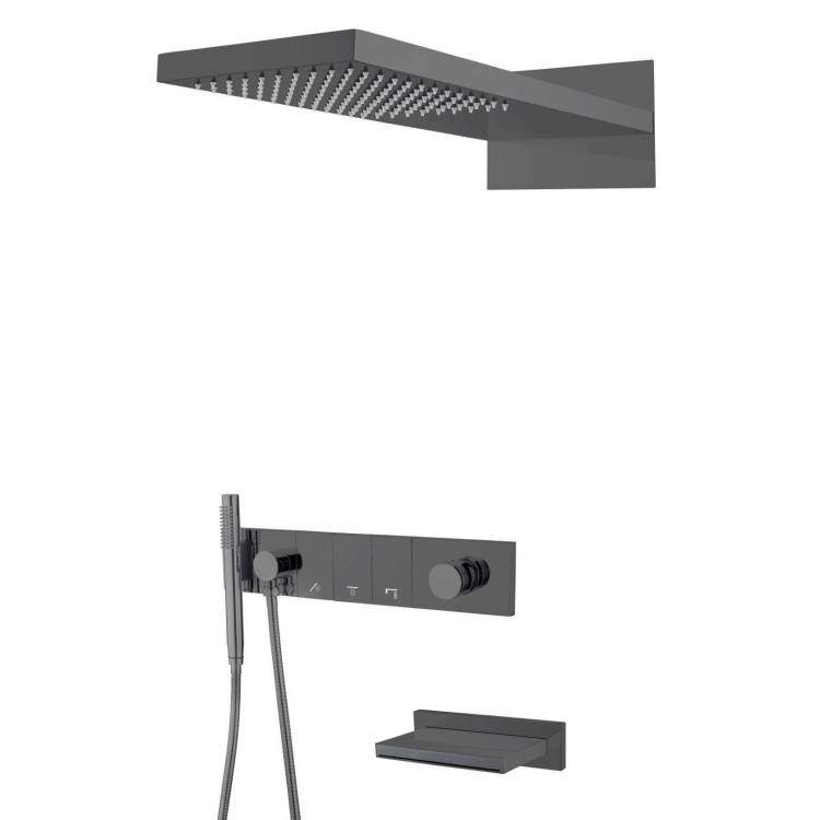Душевая система Boheme Zodiac 132-2-SGM антрацит глянцевый, с изливом