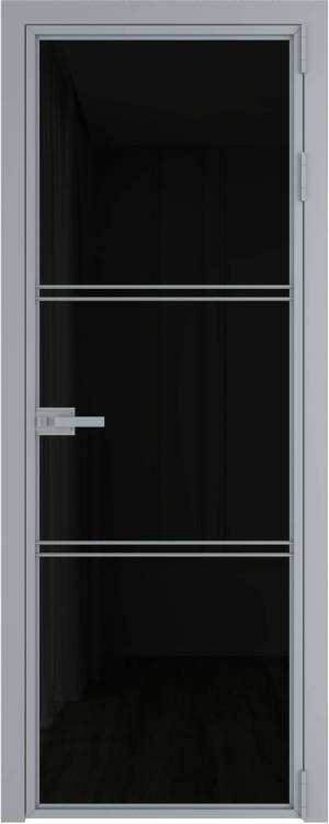 Межкомнатная дверь Profil Doors 3 AX цвет профиля Серебро, стекло безопасное 6 мм черный триплекс 800x2000