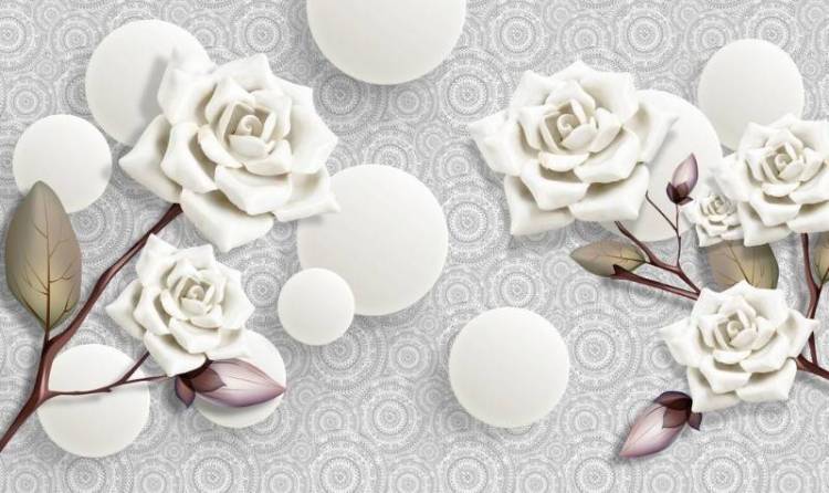 3D Фотообои Artegrafico «Керамические розы с парящими сферами» GM-064 акварель