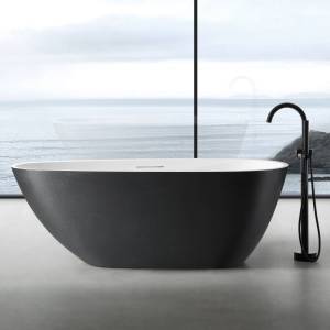 Ванна из искусственного камня Abber Dortmund AM9911BW 170x75 черно-белая матовая