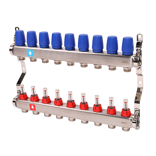 Коллектор MVI из нержавеющей стали в сборе с расходомерами 9 выходов