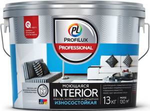 Краска для стен и потолков для влажных помещений латексная Profilux Professional Interior моющаяся матовая 2.5 кг