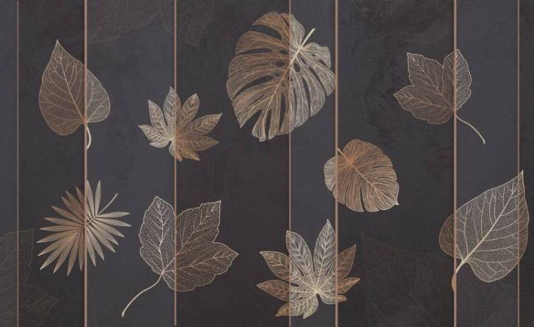 3D Фотообои Artegrafico «Золотой листопад с оттенком капучино» PL-032 песок