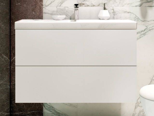 Тумба с раковиной Art&Max Verona-Push AM-Verona-Push-900-2C-SO-BI-TS подвесная, bianco stampato opaco