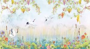 Бесшовные Eco обои Ortograf Flora 31258 Storks lime Ворс+ ОЕ+