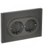 Розетка 2-местная с заземлением IEK Forte&Piano FP-R21-16-1-K03 серый