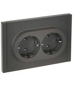 Розетка 2-местная с заземлением IEK Forte&Piano FP-R21-16-1-K03 серый