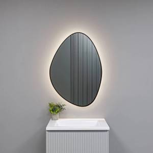 Зеркало AQUAme AQM9110B с подсветкой, черный, 60x85