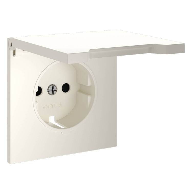 Лицевая панель для розетки с заземлением, шторками и крышкой Voltum S70 VLS000813 хлопок