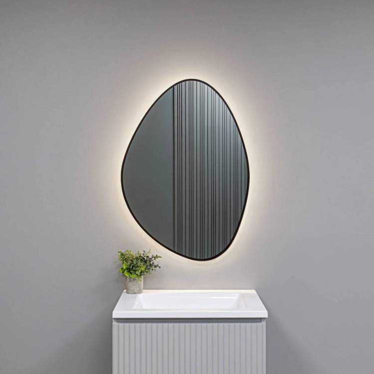 Зеркало AQUAme AQM9110B с подсветкой, черный, 60x85