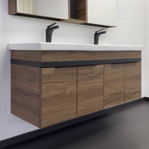 Тумба с раковиной Comforty Дуэт-125 00-00017178 дуб темно-коричневый