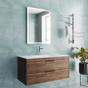 Тумба с раковиной Vincea Chiara 2D 1000 2 выкатных ящика, C.Oak, раковина белая