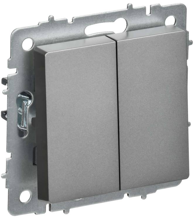 Выключатель 2-клавишный перекрестный IEK Brite BR-V23-0-10-K46 сталь