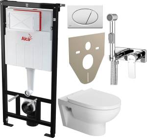 Комплект Унитаз подвесной Duravit DuraStyle 45620900A1 безободковый + Система инсталляции для унитазов AlcaPlast Sadromodul AM101/1120-001 с кнопкой, шумоизоляцией и гигиеническим душем