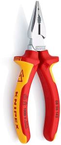 Плоскогубцы KNIPEX комб. острокон. с удл. губками VDE, рез: провол. ср. d 3 мм, твёрд. d 2 мм, кабель d 8 мм, L-145 мм, хром, 2К ручки, страх. крепл.