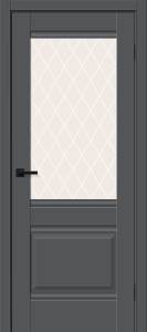 Межкомнатная дверь Bravo Прима-3 полотно Stormy Silk, стекло White Сrystal 700x2000
