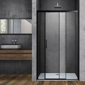 Душевая дверь в нишу Vincea Soft VDS-3SO140CLB 1400x1950, профиль черный, стекло прозрачное