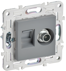 ТВ-розетка+Ethernet RJ45 IEK Skandy SK-AK20-2-K03 серый