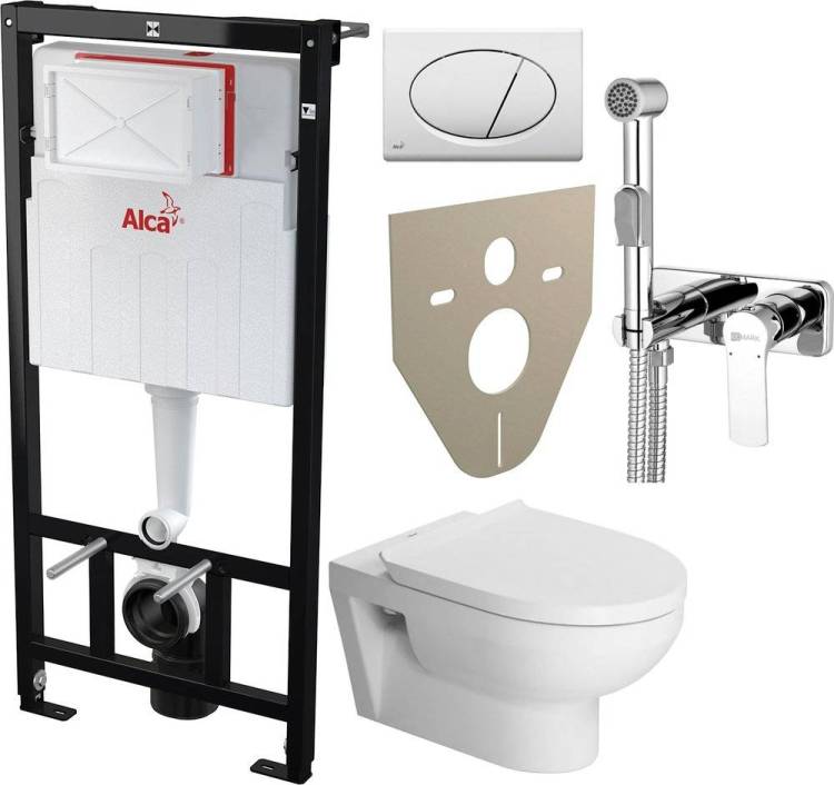 Комплект Унитаз подвесной Duravit DuraStyle 45620900A1 безободковый + Система инсталляции для унитазов AlcaPlast Sadromodul AM101/1120-001 с кнопкой, шумоизоляцией и гигиеническим душем