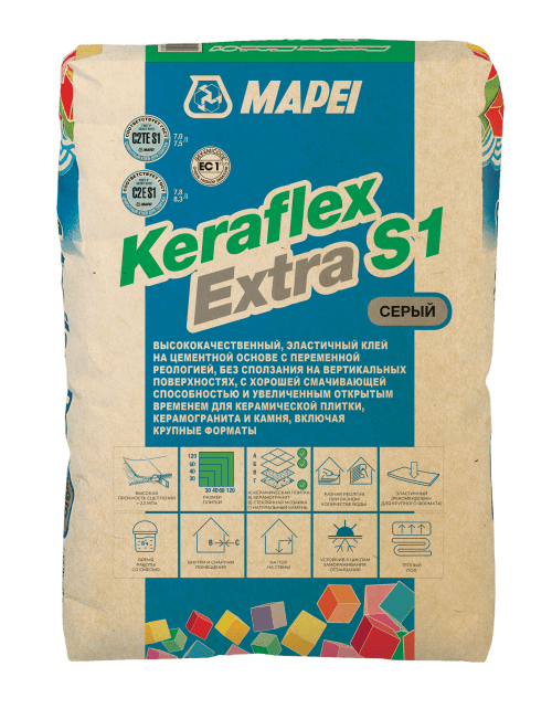 Клей Mapei Keraflex Extra S1 для плитки и камня серый 25 кг