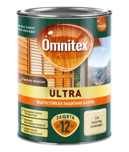 Пропитка декоративная для защиты древесины Omnitex Ultra AWB полуглянцевая бесцветная 0.9 л