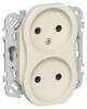 Розетка 2-местная с защитными шторками IEK Flite FI-R23-10-K86 сливочный