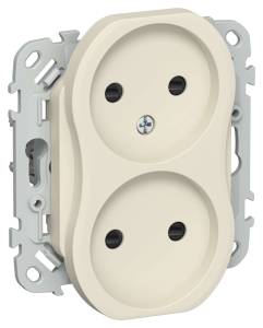 Розетка 2-местная с защитными шторками IEK Flite FI-R23-10-K86 сливочный