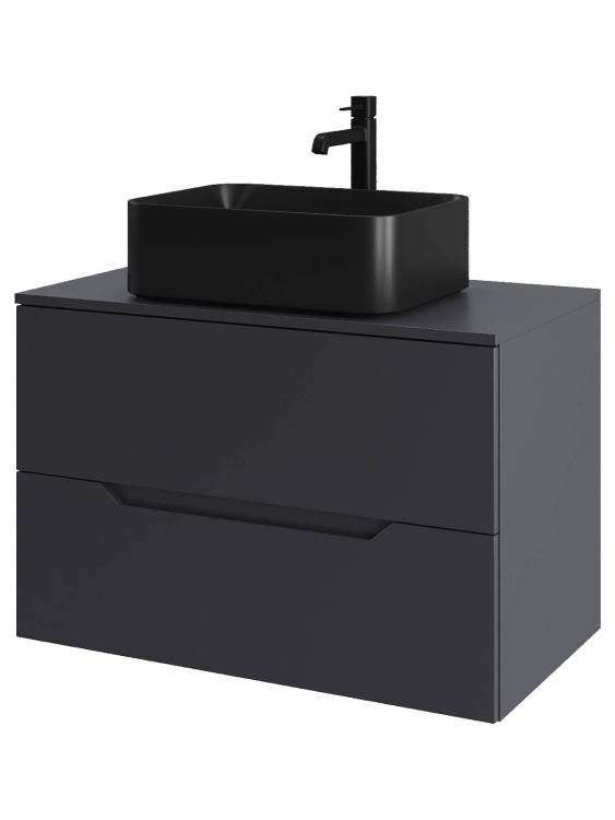 Тумба с раковиной Orange Line Li-80TugMDF+B02-460MB графит матовый, 80.5 см