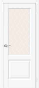 Межкомнатная дверь Bravo Неоклассик-33 полотно White Silk, стекло White Сrystal 600x2000