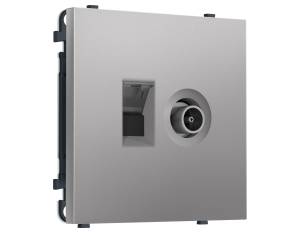 Комплект механизма компьютерной розетки+TV оконечной Ambrella Volt Sigma MS512510 сталь матовый
