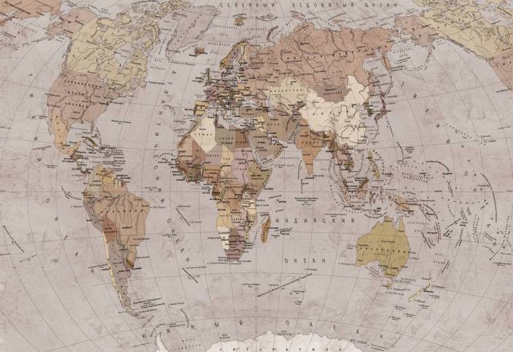 3D Фотообои Artegrafico «Политическая карта мира в винтажном стиле» MAP-018 канвас