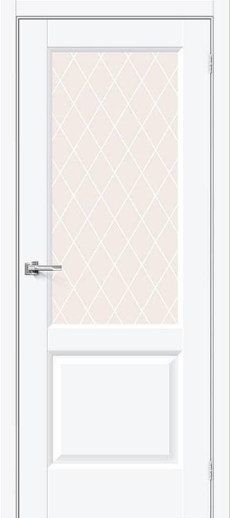 Межкомнатная дверь Bravo Неоклассик-33 полотно White Silk, стекло White Сrystal 600x2000