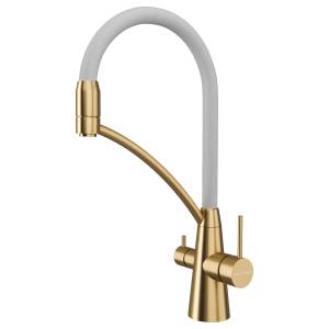 Смеситель для кухни Paulmark Siegen Si213111-BGw с гибким изливом, брашированное золото