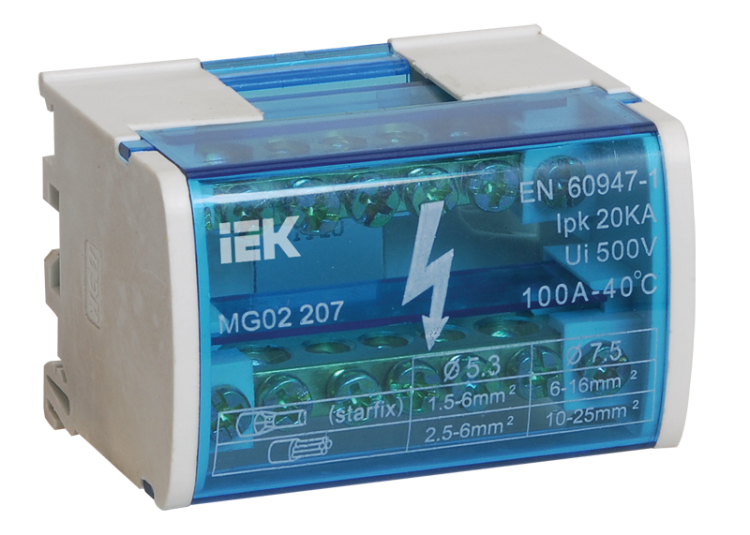 Шины на DIN-рейку в корпусе (кросс-модуль) IEK YND10-2-07-100 ШНК 2х7 L+PEN