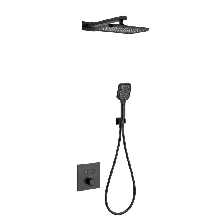 Душевой комплект Wonzon & Woghand WW-D2017-B-MB черный, с термостатом