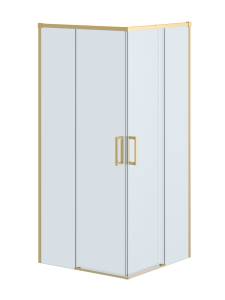 Душевой уголок Cezares PLANE-A-2-100-C-BORO профиль брашированное золото, стекло прозрачное, 100x100x195