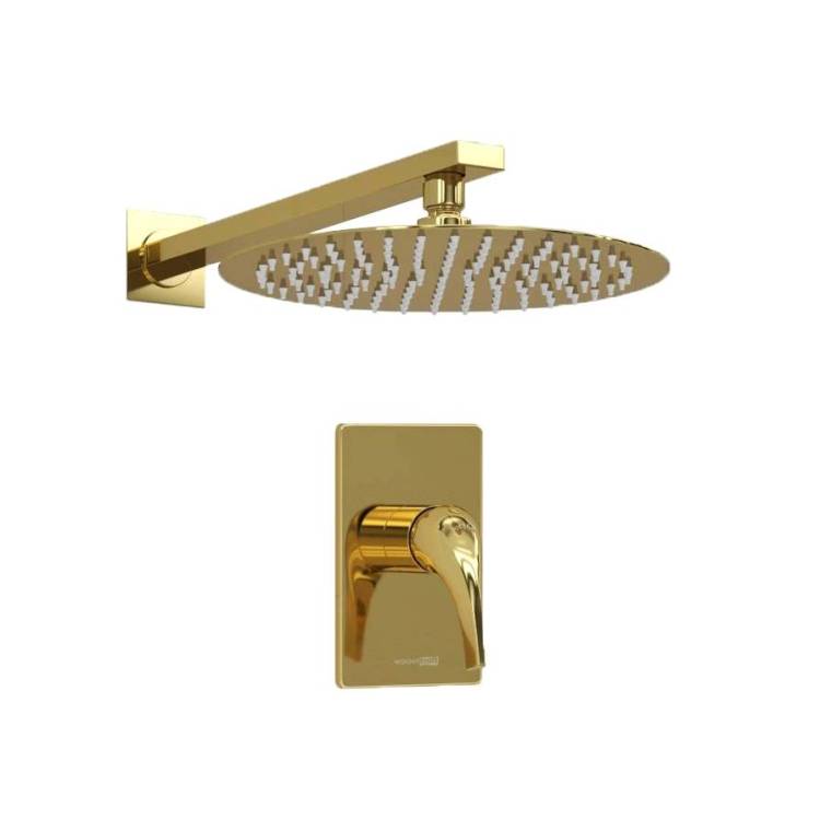 Душевой комплект Wasserkraft A71183 с верхней душевой насадкой, золотой, встраиваемый