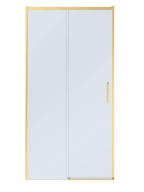 Душевая дверь в нишу Cezares PLANE-BF-1-100-C-BORO профиль брашированное золото, стекло прозрачное, 100x195