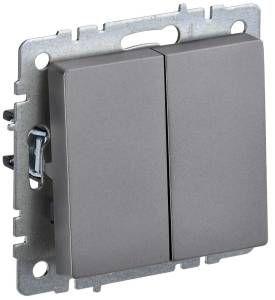 Выключатель 2-клавишный IEK Brite BR-V20-0-10-K46 сталь