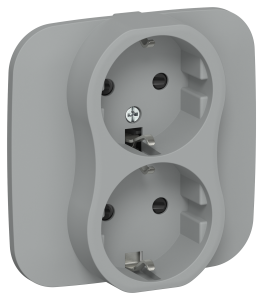 Розетка 2-местная с заземлением и шторками IEK Flite FI-R24A-16-K03 серый