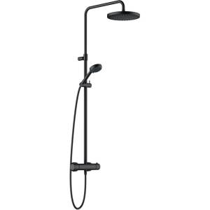 Душевая стойка Kludi Logo 6808239-00 Dual Shower System, черная матовая, с термостатом