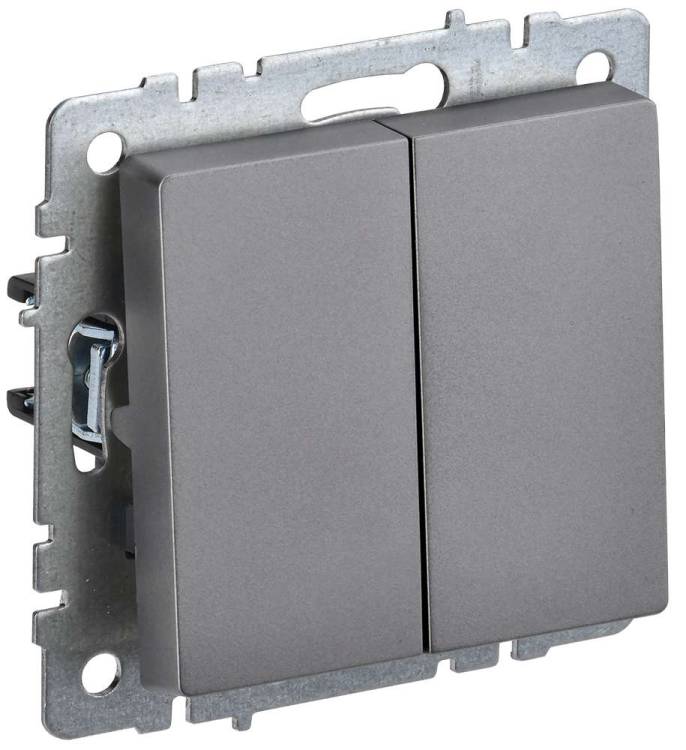 Выключатель 2-клавишный IEK Brite BR-V20-0-10-K46 сталь