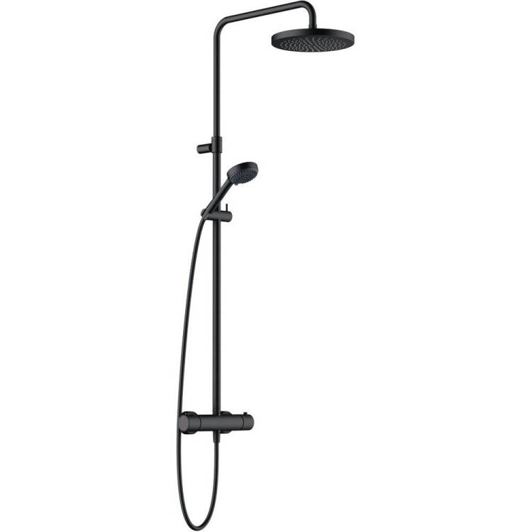 Душевая стойка Kludi Logo 6808239-00 Dual Shower System, черная матовая, с термостатом