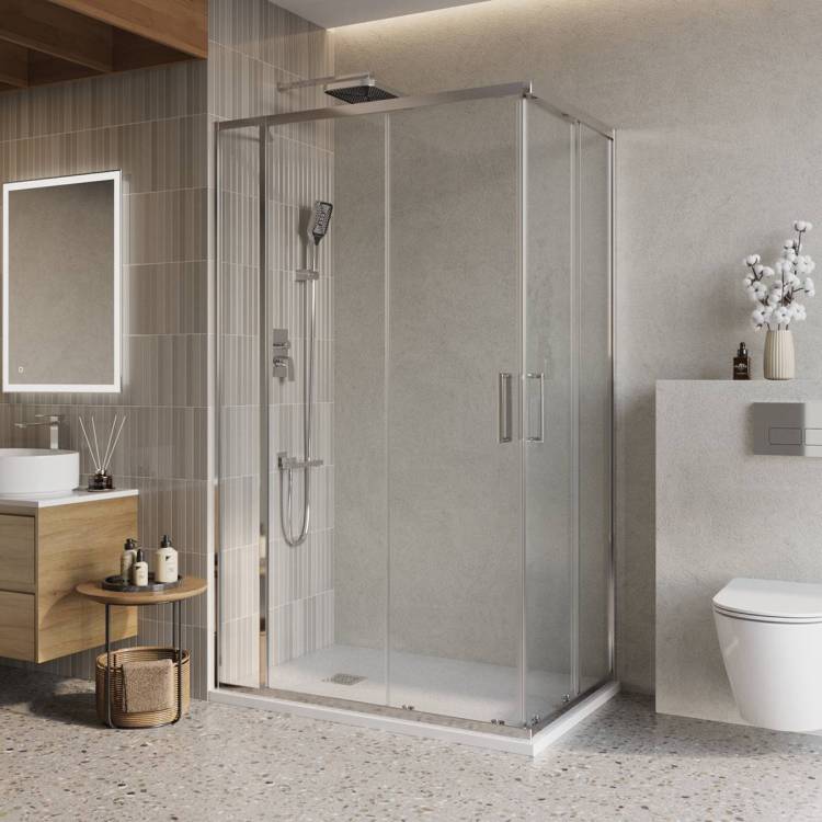 Душевой уголок Belbagno LUCE-AH-21-140/90-C-Cr профиль хром, стекло прозрачное, 140x90x195