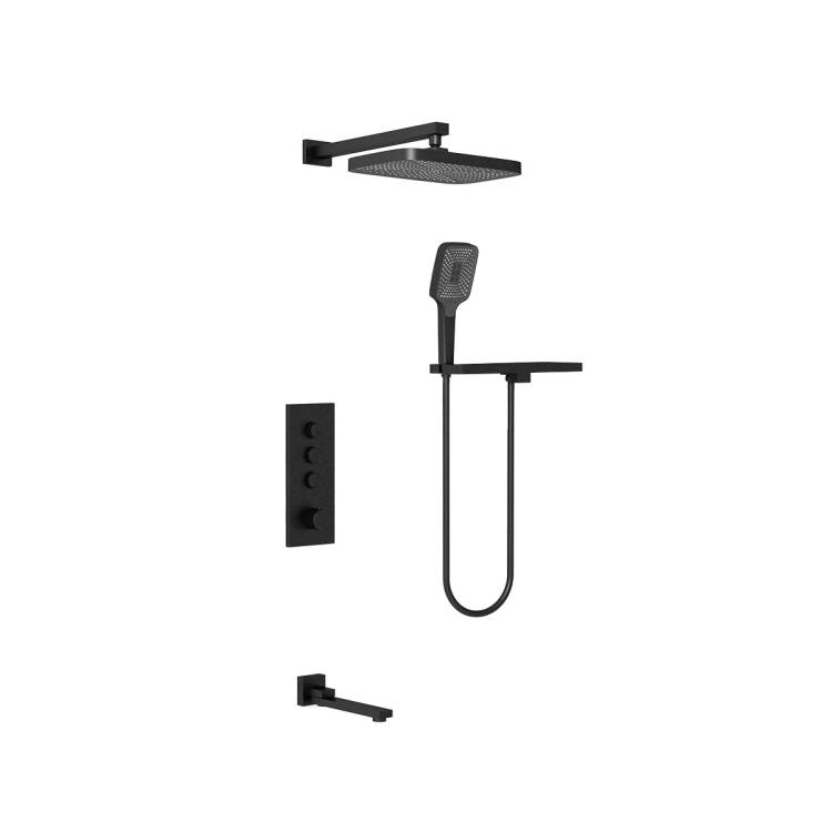 Душевой комплект Vincea VSFW-431T1RMB черный, встраиваемый, с термостатом