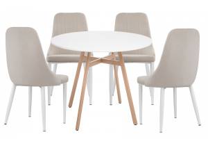 Обеденная группа Woodville Ада 579116 white, beige, стулья ткань