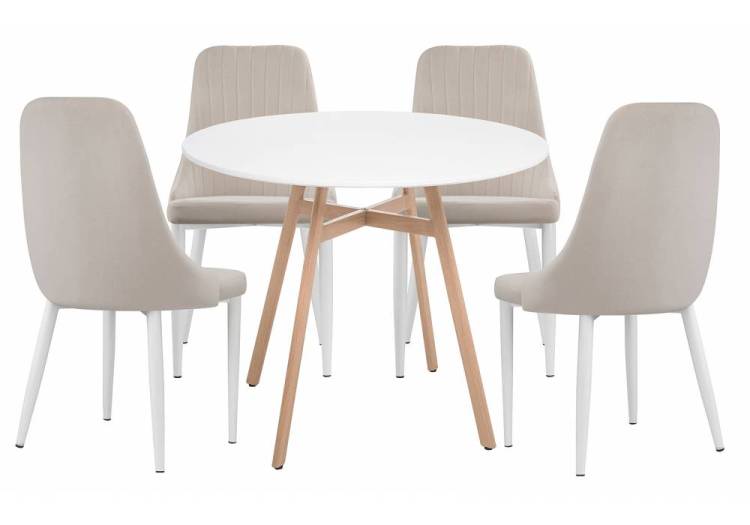 Обеденная группа Woodville Ада 579116 white, beige, стулья ткань